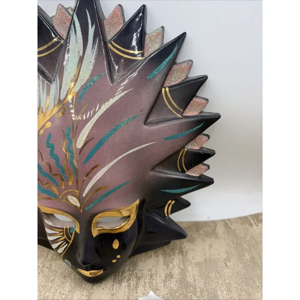 Mardi Gras wall hanging Mask Purple, Blue, Gold, & Green Glittery 11” Tall